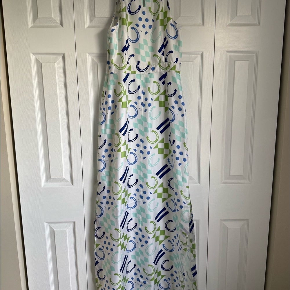 Vineyard Vines Kentucky Derby 100% Silk Sleeveless Maxi Dress